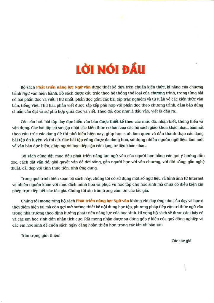PHÁT TRIỂN NĂNG LỰC NGỮ VĂN LỚP 9 (Dùng chung cho các bộ SGK hiện hành)